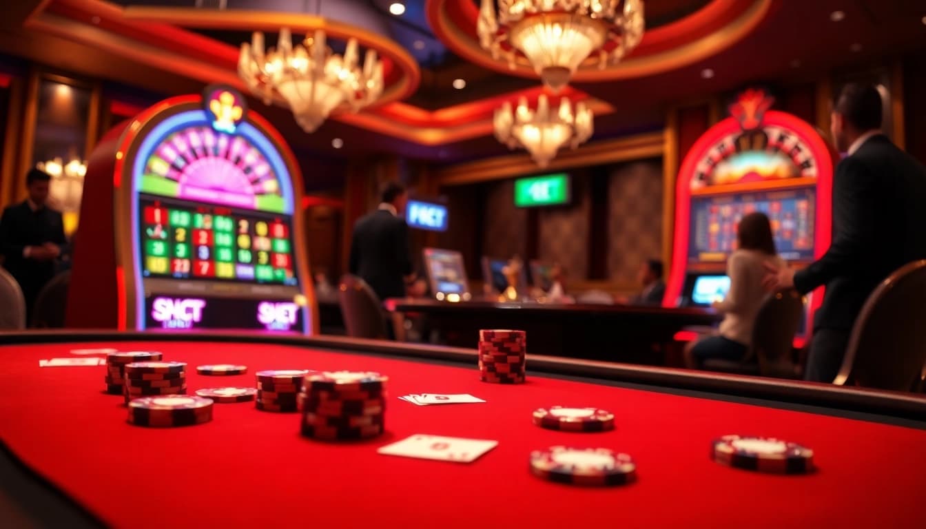 Experience the thrill of F8 BET with an elegant poker game setup featuring vibrant chips and cards.