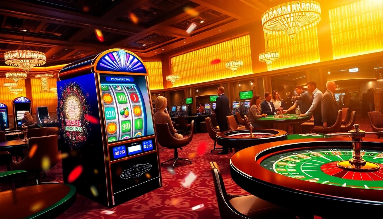 Spin the reels at https://slot365.cx/ as players enjoy a vibrant casino atmosphere with gaming tables and dealers.