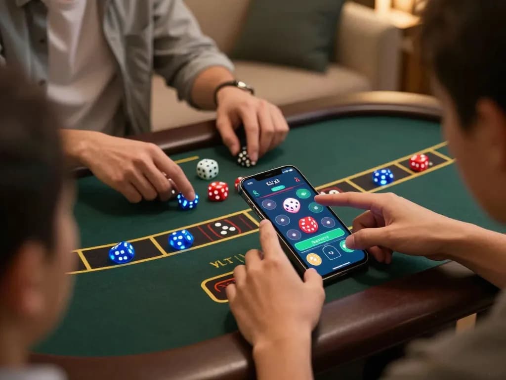 Players engaged in taixiuonline betting on a mobile app, showcasing an exciting online gaming experience.