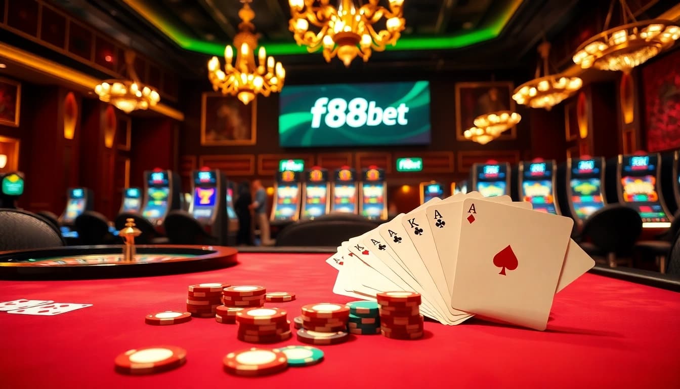 Experience thrilling gameplay at f88bet with vibrant casino tables and winning moments.