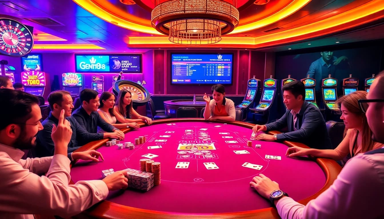 Engage in thrilling poker action at https://bem88.com with vibrant chips and cards, capturing the excitement of casino gameplay.