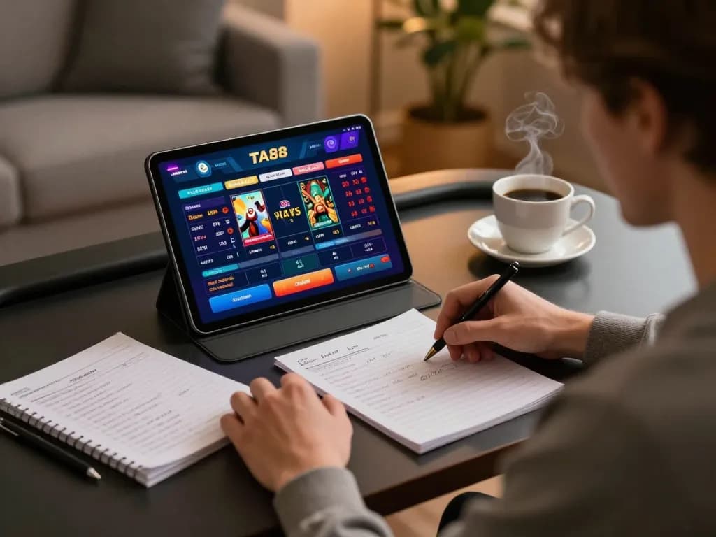 Cá cược TA88 betting action displayed on a tablet during a cozy home gaming session, highlighting strategic gameplay.