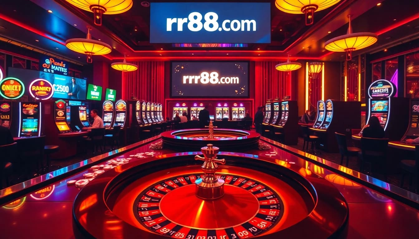 Exciting gambling action at rr88com casino with vibrant tables and engaging players.