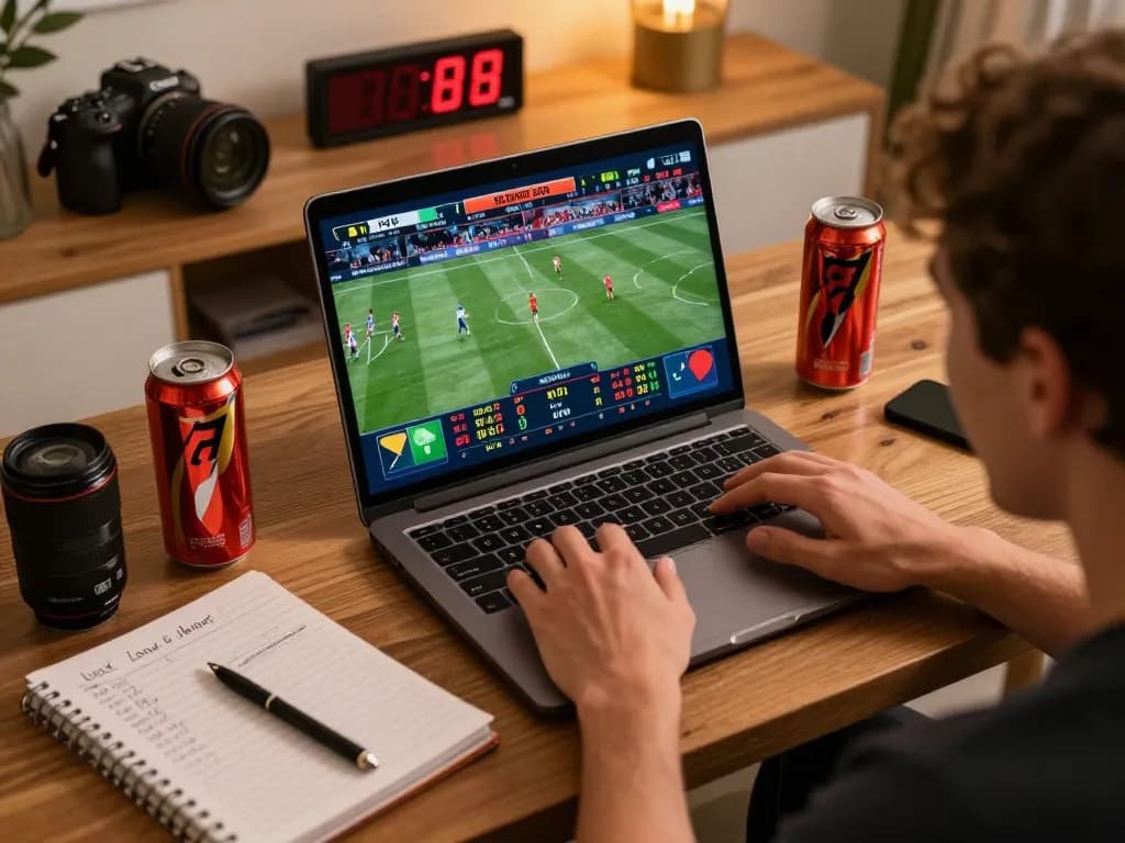 Betting live on https://gg88.my/ with a laptop during a sports event, showing odds on screen.