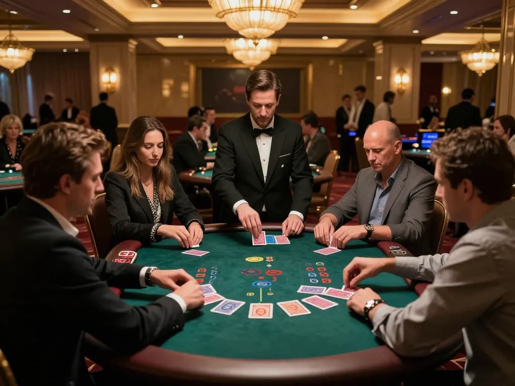 Exciting blackjack action at 88aa casino, with players tightly focused on their cards and chips.