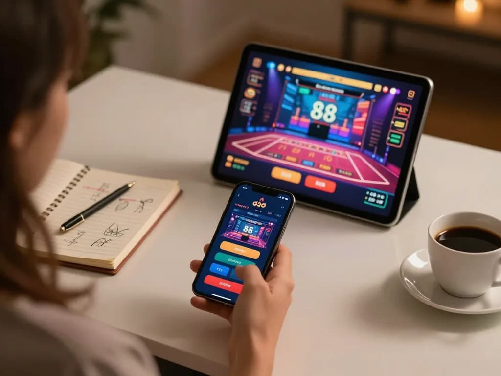Engaging with the go 88 mobile app while enjoying a cozy gaming setup