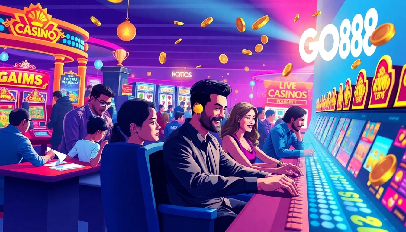 Exciting scene of players enjoying games on the GO88 online gaming platform.