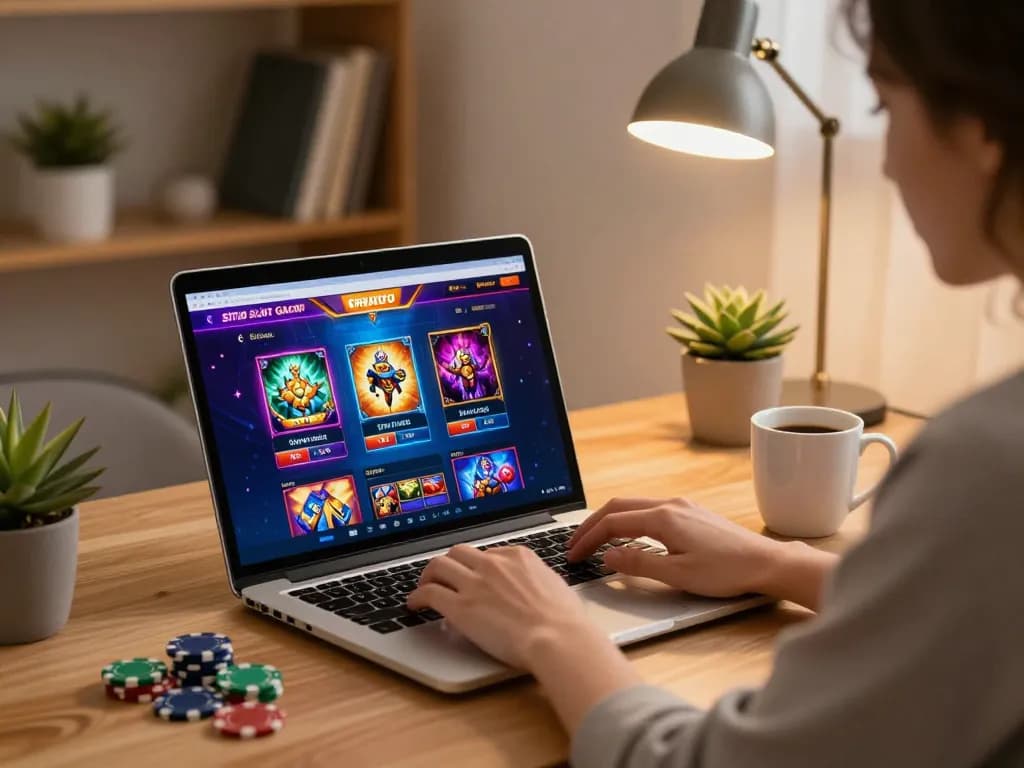 situs slot gacor interface displayed on laptop during interactive online gaming session.