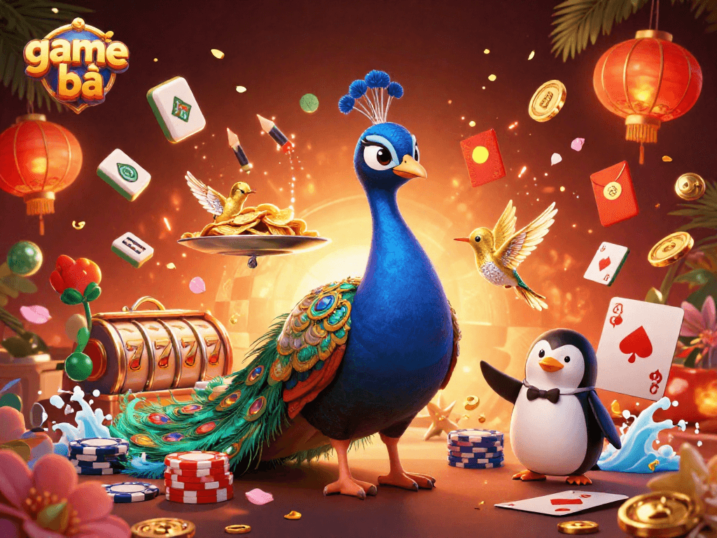 Engage in game bài with a vibrant casino scene showcasing cartoon characters and dynamic elements.