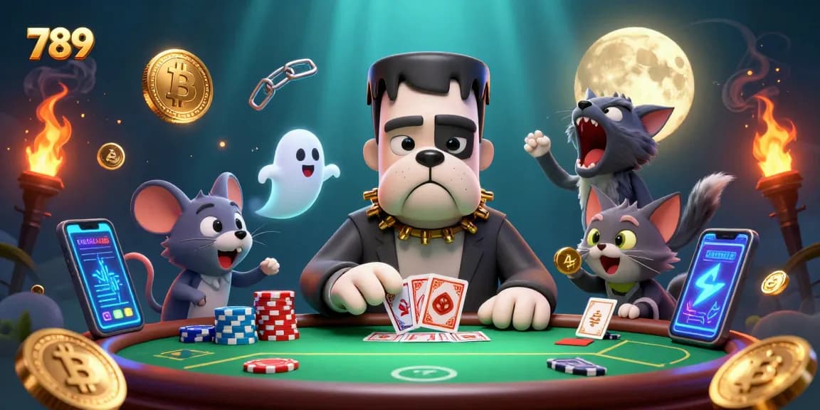 Engage with the 789 casino games illustrated in this vibrant, action-packed scene featuring unique characters.