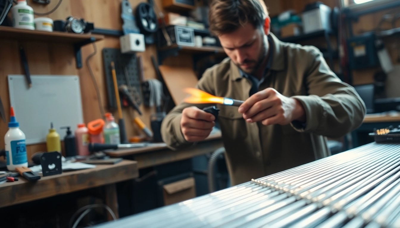 Technician expertly using silver brazing rods to join metal components in a workshop.