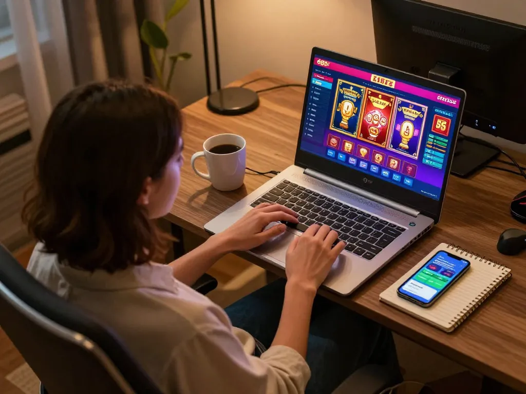 Player engaging with online games at 88fc, showcasing a modern gambling setup for strategic play.