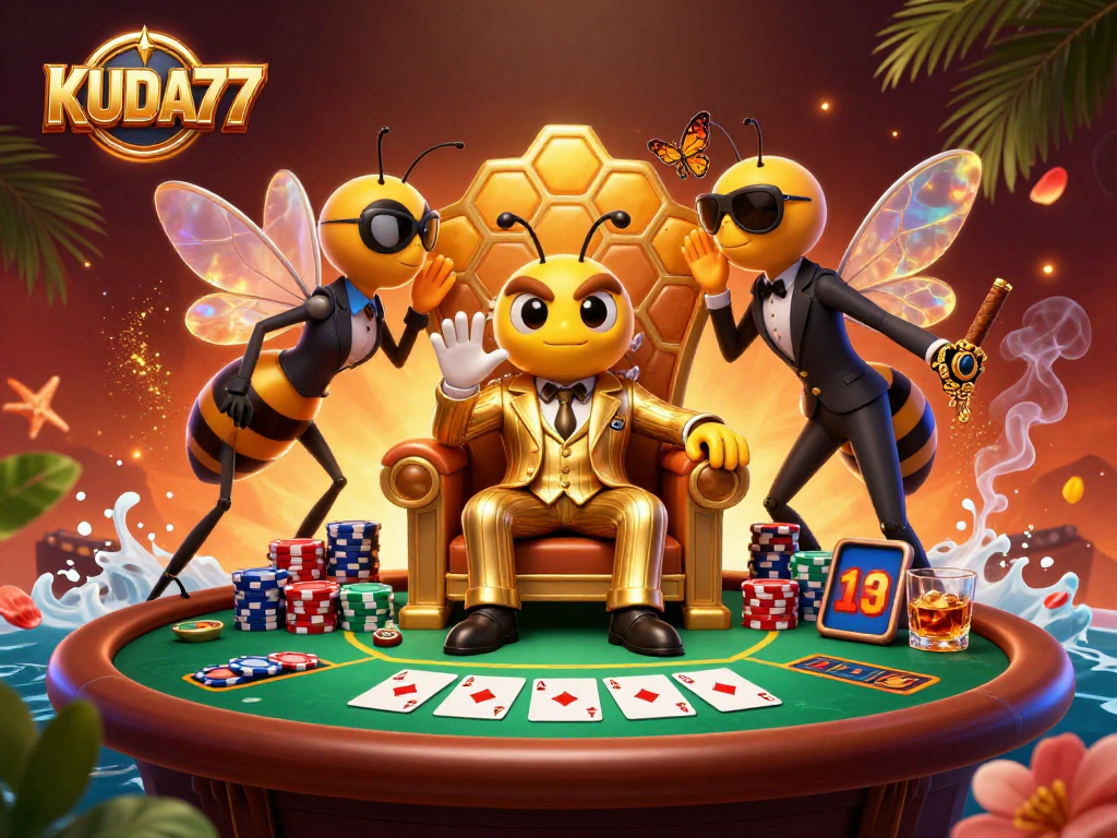 Menangkan permainan poker dengan KUDA77 di meja kasino megah yang meriah.
