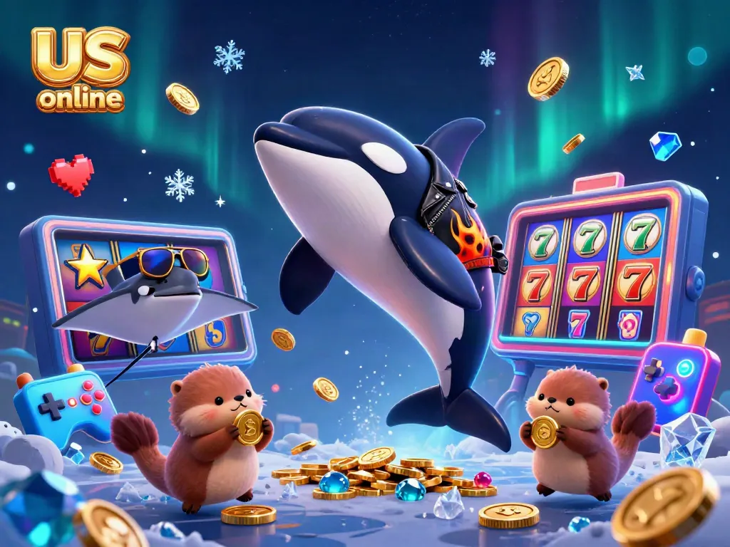 Experience the thrill of us online casino gaming with colorful slot reels and animated characters.