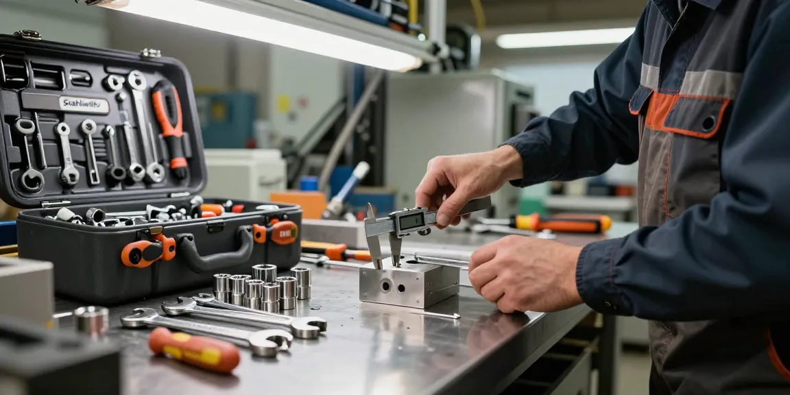 Technician using Stahlwille tools in an industrial workshop for precision work.
