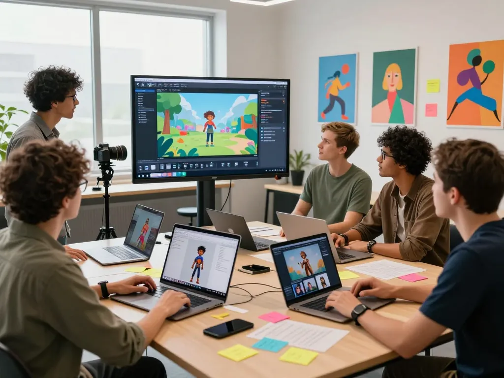 Motion control AI team collaboration using advanced technology to create stunning videos, highlighting the integration of creativity and innovation.
