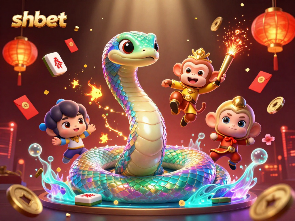Experience stunning gameplay with shbet's vibrant rainbow serpent in this magical casino scene.