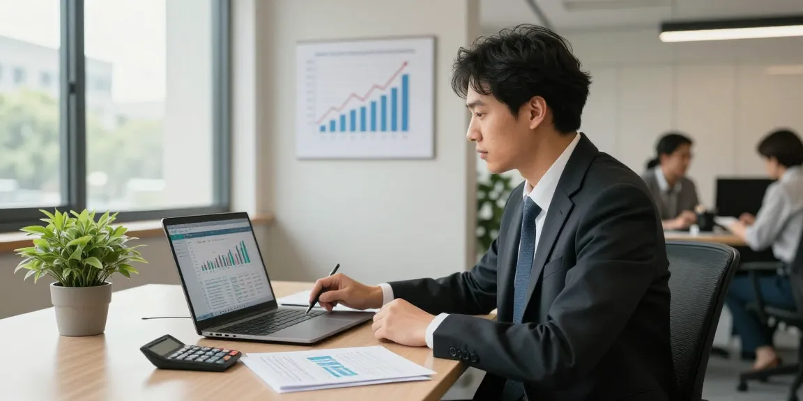 Engaged financial advisor discussing strategies in a modern office.