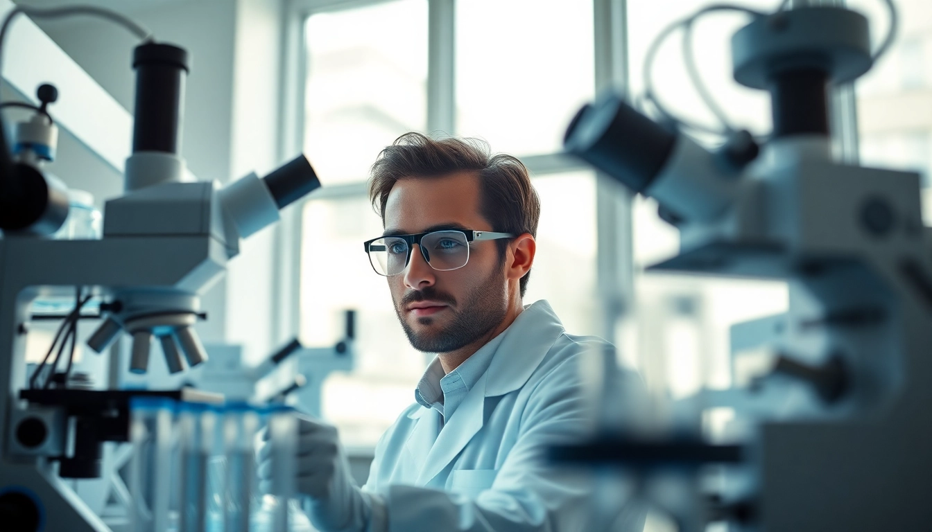 Hydro Research expert conducting peptide experiments in a modern laboratory.
