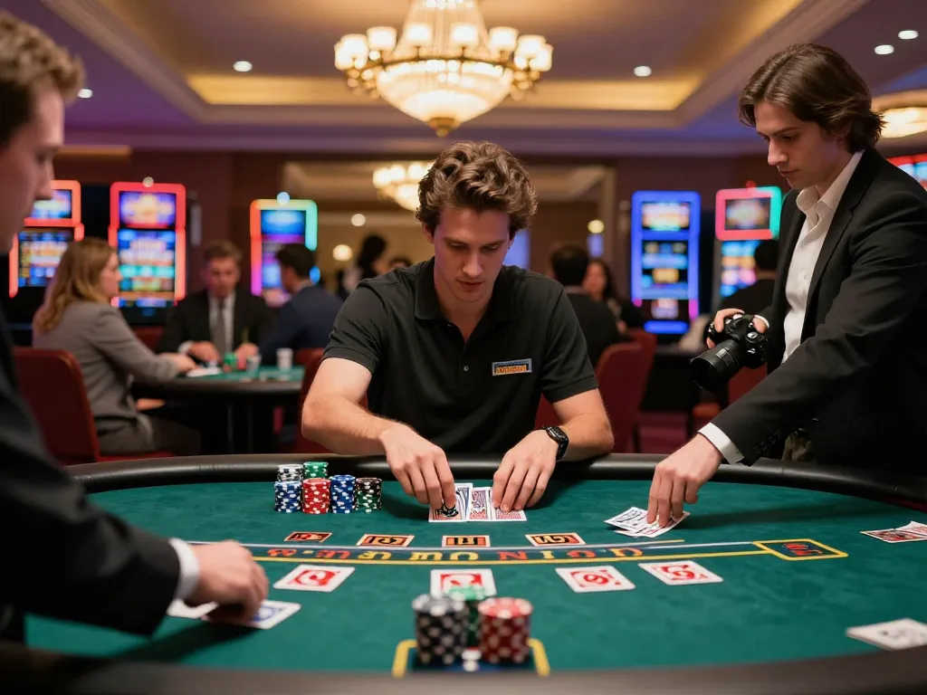 Experience the excitement at https://rr88.select/ while a player engages intensely at a blackjack table.