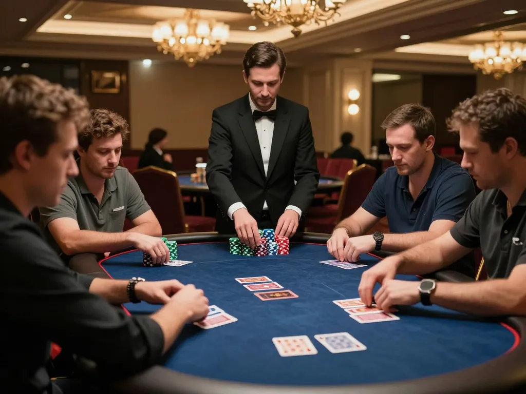 F168 players engaged in intense poker gameplay at a luxurious casino table