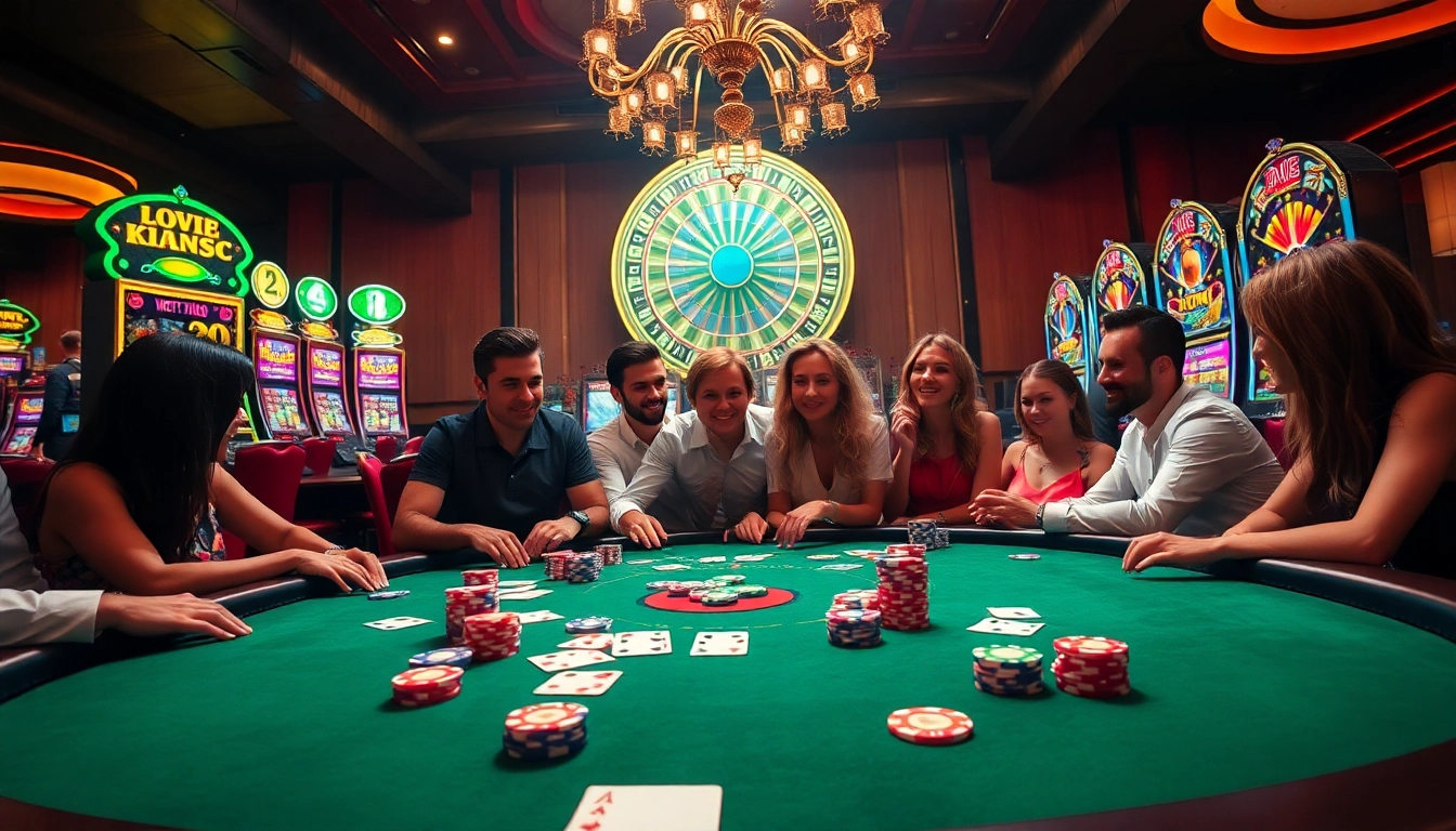 KJC players enjoying an upscale casino experience with vibrant chips and cards.