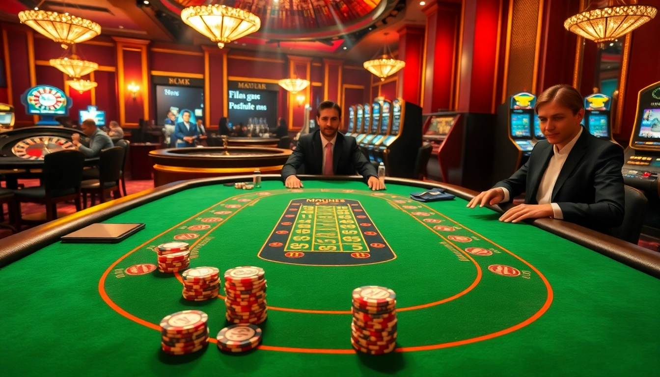 Experience high-stakes blackjack at May88, featuring elegant players and luxurious casino decor.