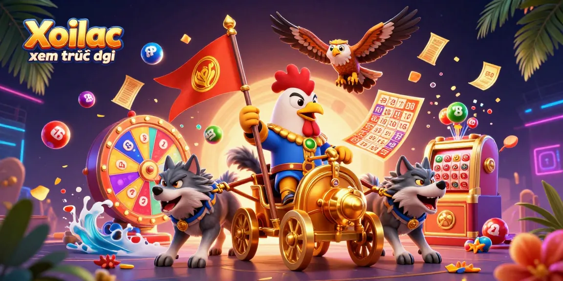 Xoilac xem trực tiếp showcases dynamic lottery action with colorful elements for gamblers.